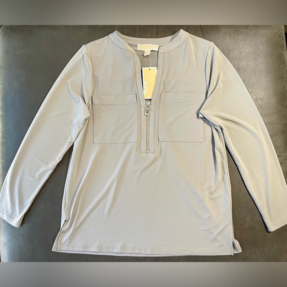 Michael Kors Half Zip Long Sleeve Blouse